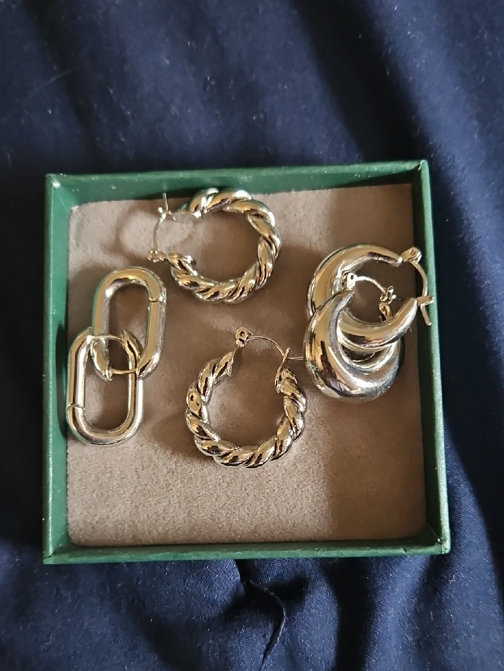 Silver Hoop Earring Set for Women